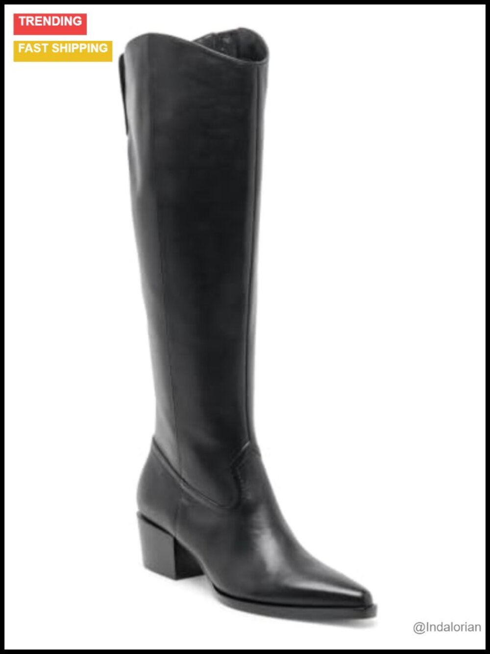 Wide Calf Knee High Boots Faux Suede Chunky Heel Pointed Toe Zip Womens
